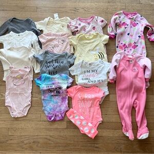 Bundle of baby girl onesies/pjs